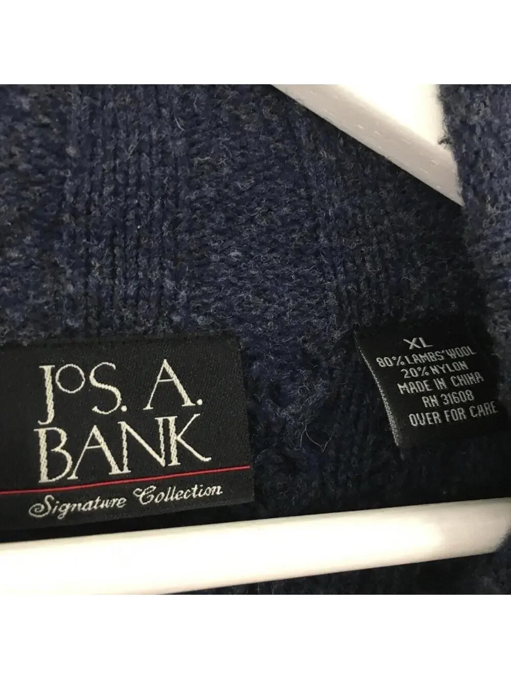 Jos. A. Bank Men’s Lambswool Blend Knit Blue Kong Sleeve Sweater Size XL